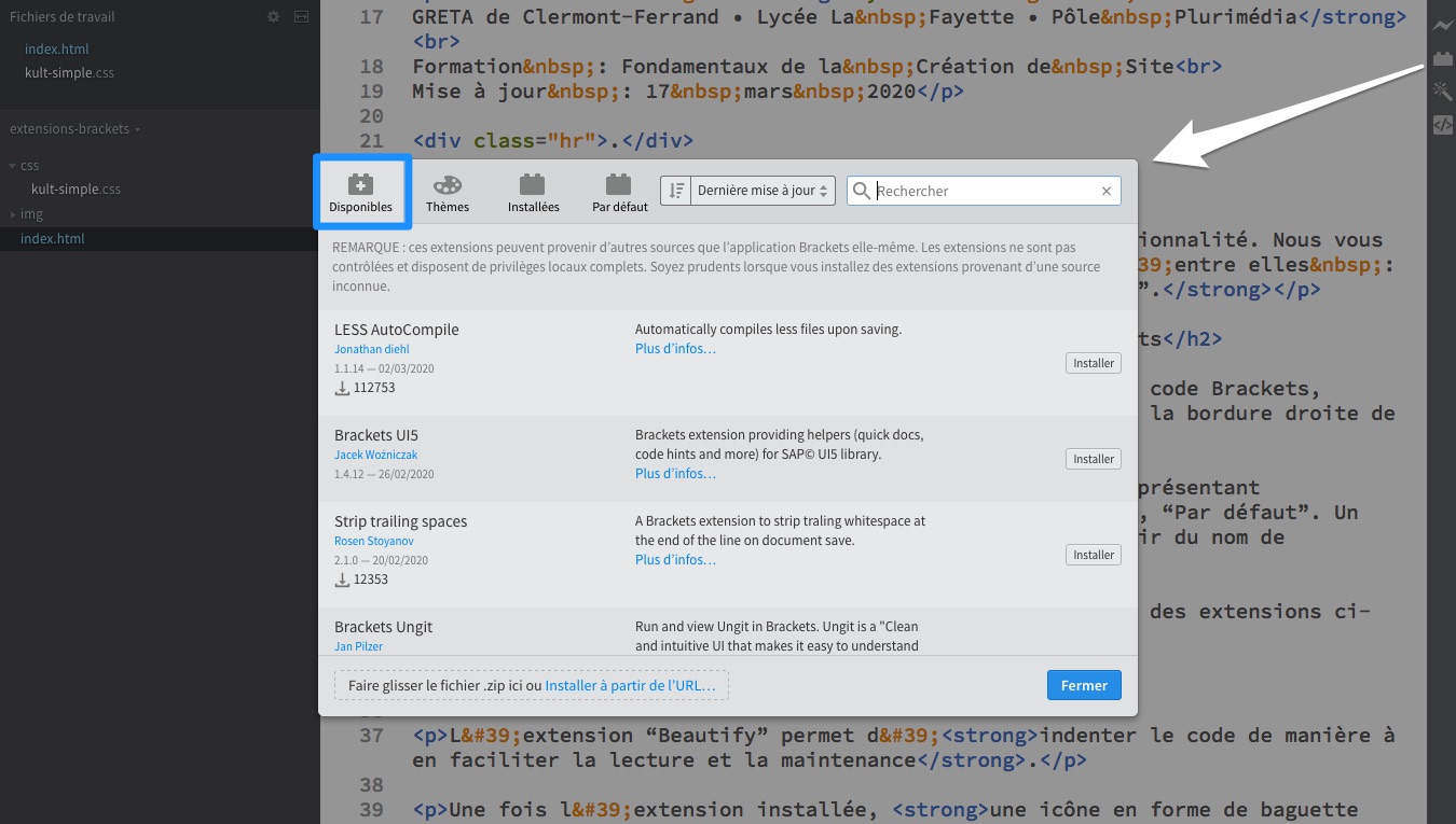 Extensions de Brackets